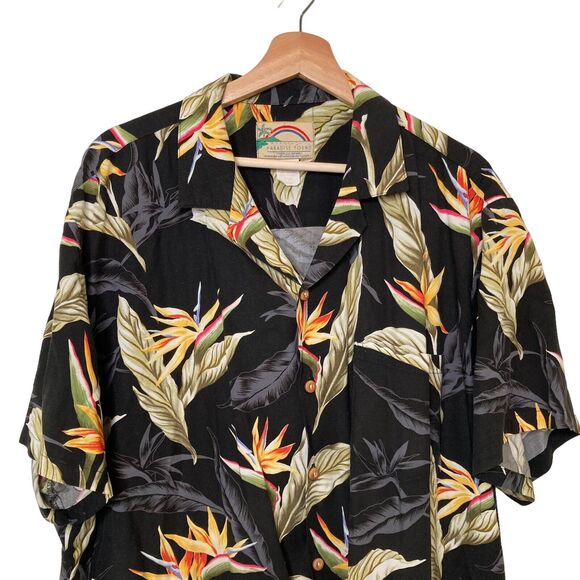 Paradise Found 2X Black Bird of Paradise Hawaiian Shirt Aloha Vintage 1980s - Picture 8 of 9